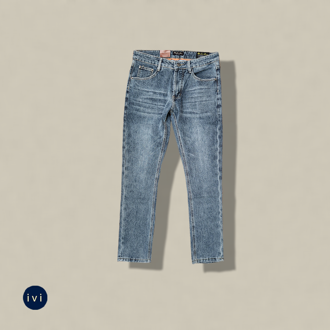 Vintage Stonewashed Light Indigo Denim