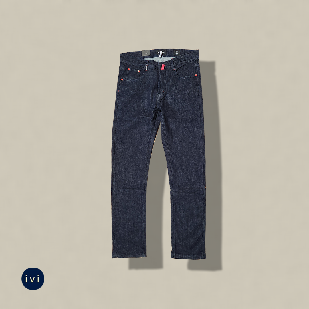 Slim Straight Cross-Hatch Indigo Denim