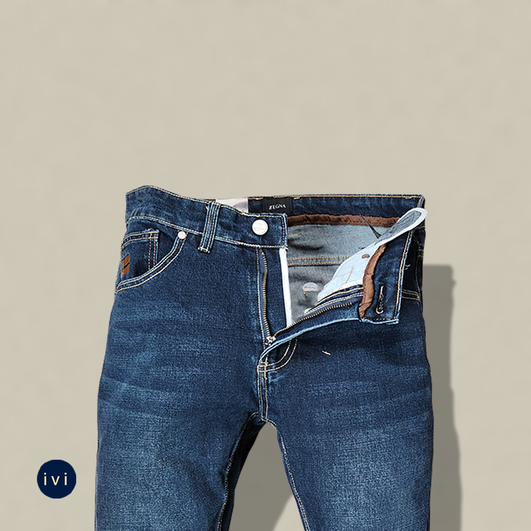 Aged Atlantic Blue Tapered Jeans