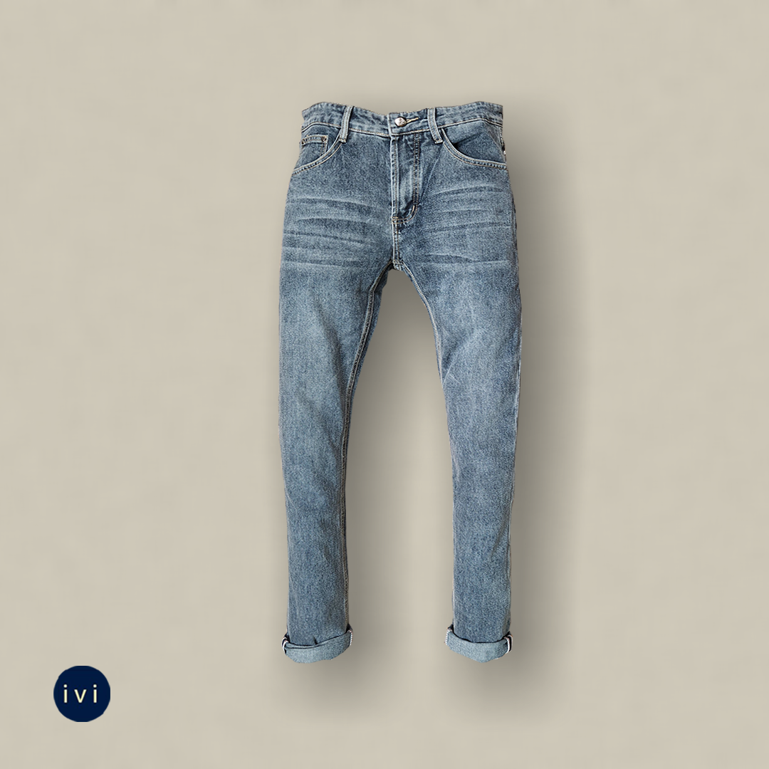 Vintage Stonewashed Light Indigo Denim