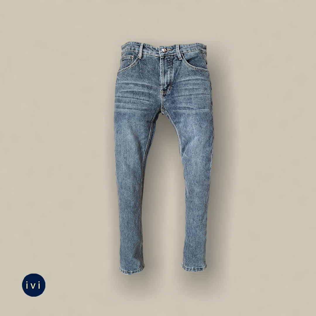 Vintage Stonewashed Light Indigo Denim