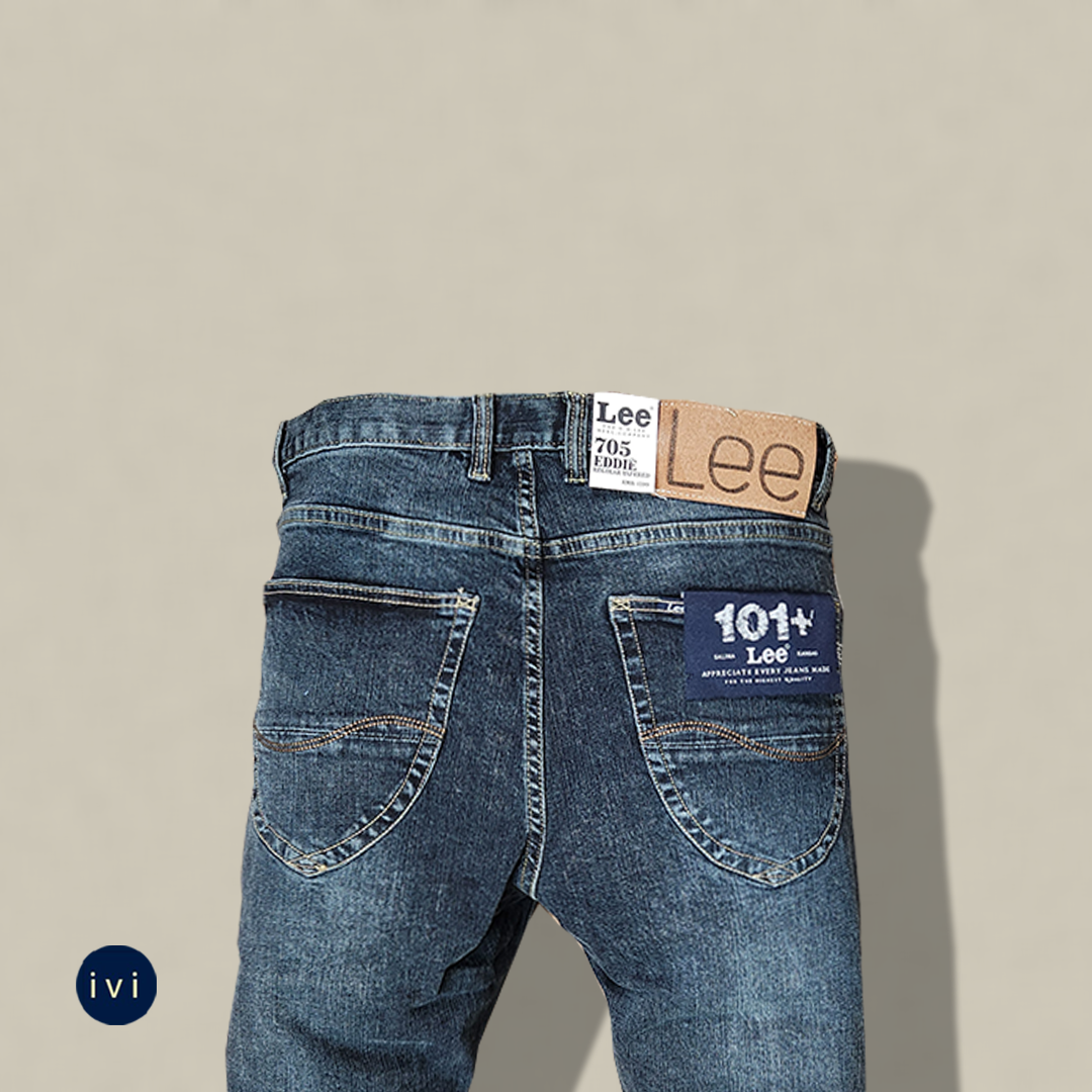 Slim-straight Faded indigo ieans