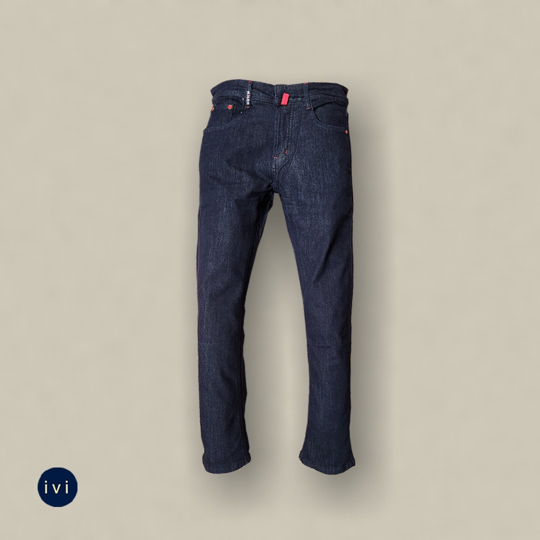 Slim Straight Cross-Hatch Indigo Denim