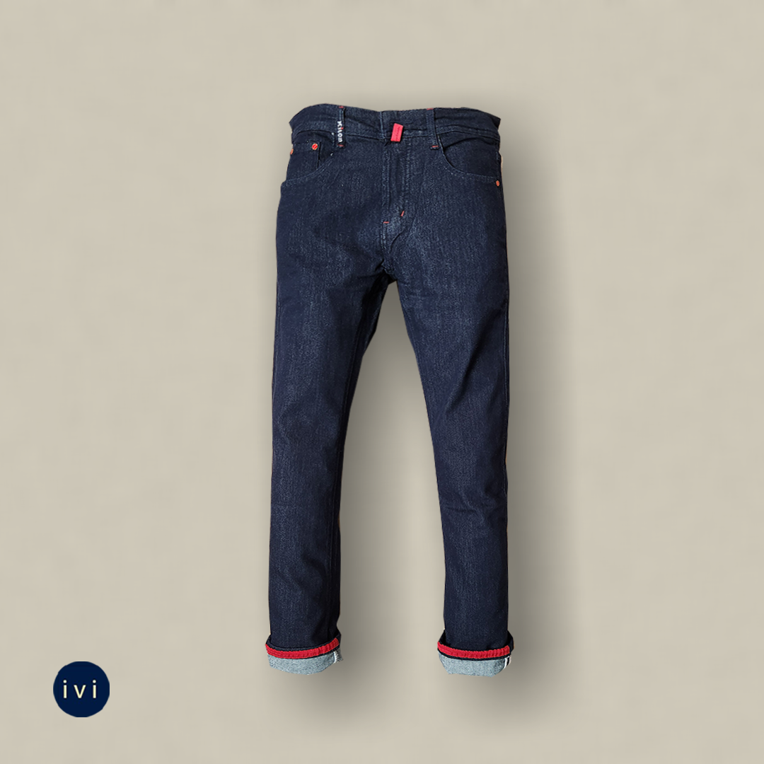 Slim Straight Cross-Hatch Indigo Denim