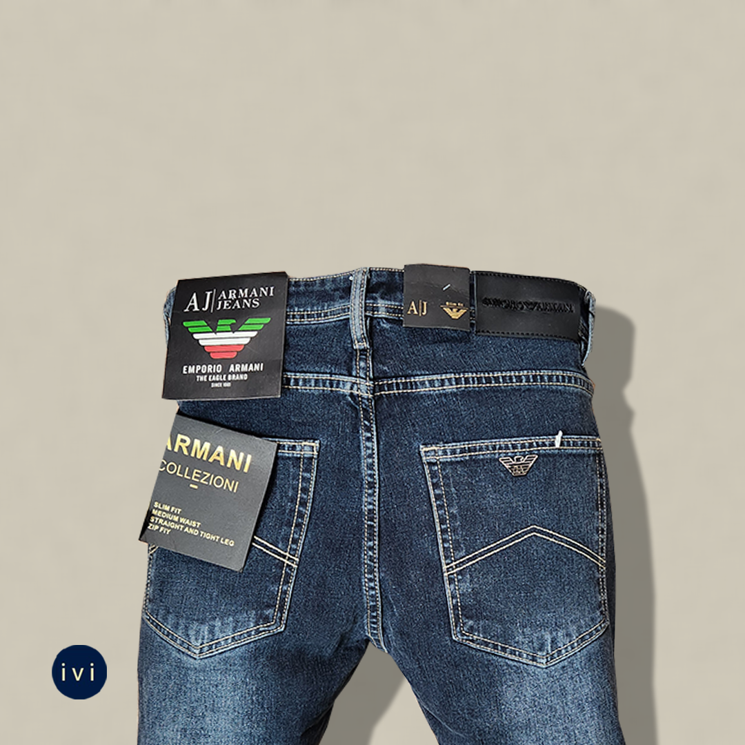 Distressed Mid-Blue Slim Jeans