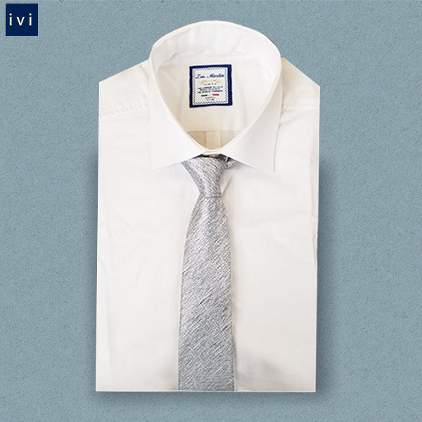 Grey plain silk Tie