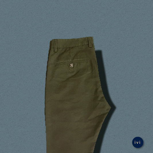 Olive green straight cut chinos trouser